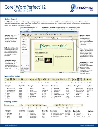 Corel WordPerfect 12 Quick Reference Card - Handy Durable Tri-Fold Corel Word Perfect 12 Tip and Tricks Guide. 6 Total Pages. Stores Easily. Ultimate Reference for Shortcuts, Tips and Cheats for Corel WordPerfect 12 Word Processing Software. (Software Quick Reference Cards)