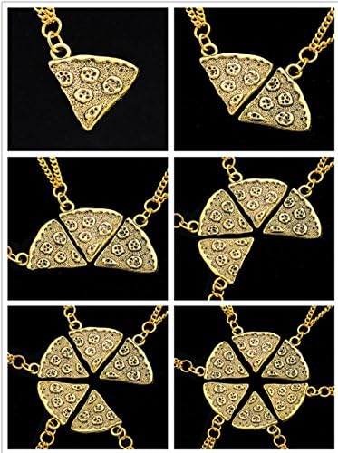 MJartoria Women's Antique Gold Color Pizza Slice Friendship Necklace Set of 4