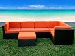 Aventura 6-Piece Wicker Outdoor Sectional Set [Orange Cushions]
