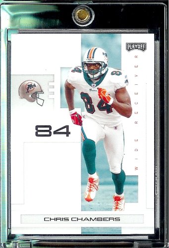 2007 Playoff NFL Playoffs Football # 52 Chris Chambers - Miami Dolphins - Premium Trading Card in Protective Display Case