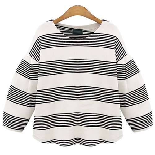 (イイネショップ) eeNeshop ショート丈 ワイドシルエット ボーダー カットソー