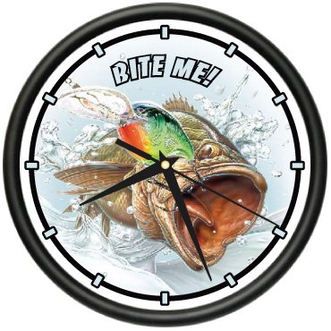 BASS FISHERMAN ~Wall Clock~ boat rod reel fishing gift