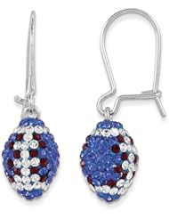 Sterling Silver Swarovski Elements New York Spirit Football Earrings