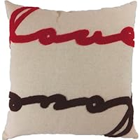 Decorative Special Emboirdery LOVE Floral Throw Pillow Cover 18' Red/Brown