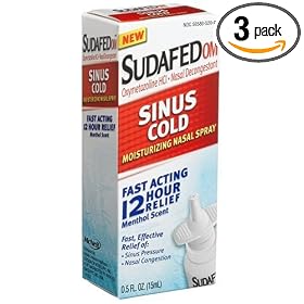 Sudafed OM Sinus Cold Moisturizing Nasal Mist, 0.5-Ounce Bottles (Pack of 3)