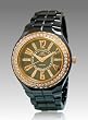 ONISS LADIES MOTHER OF PEARL DIAL BLACK CERAMIC CRYSTAL WATCH ON807-LRGBLK