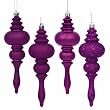 8ct Purple Passion 4-Finish Regal Shatterproof Finial Christmas Ornaments 7"