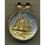 Cayman Islands 25 Cent Sail Boat Two Tone Coin Golf Ball Marker by 
