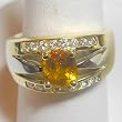 14K Two-Tone Gold Golden Sapphire and Diamond Ring