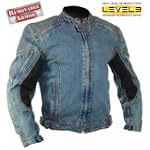 Mens Blue Denim Cruiser Motorcycle Jacket with Level-3 Advanced Armor