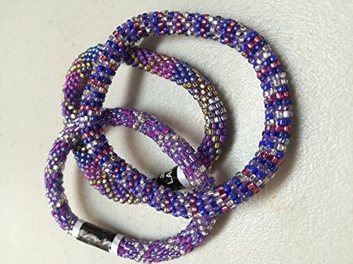Lily and Laura Bracelets - Set of 3 Patterned Purple