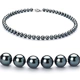 Black 6.5-7mm AA Japanese Akoya Pearl Necklace 36 inch Rope Length