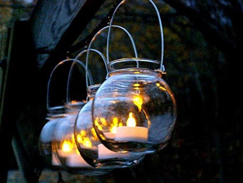 Set of Four Clear Hanging Vase Candle Holder Globe Lanterns by Mountain Woman Products