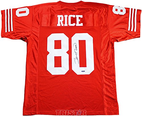 Jerry-Rice-Signed-Autographed-San-Francisco-49ers-Custom-Red-Jersey-TRISTAR-COA