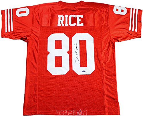 Jerry-Rice-Signed-Autographed-San-Francisco-49ers-Custom-Red-Jersey-TRISTAR-COA