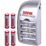 Sunpak 4 AA Ni-MH Batteries - 2650mAh with 7 Hour AA /AAA/9V Charger