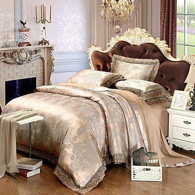 Quilt cover Tencel Fabric Modal Satin Jacquard Bedding Wedding Suite 4 Piece 1.5m-1.8m/2.0m bed Bedding Set , king