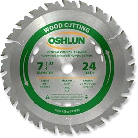 Oshlun SBW-072524 7-1 4-Inch 24 Tooth ATB General Purpose and Framing Saw Blade with 5... by Oshlun
