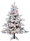 4.5′ Pre-Lit Flocked Alaskan Artificial Christmas Tree – Multi Dura Lights