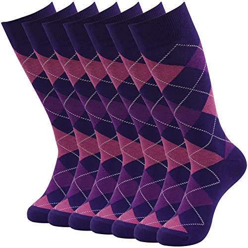 SUTTOS Men's Casual Cotton Blend Fashion Design Mid Calf Fun Dress Crew Socks,7 Pairs