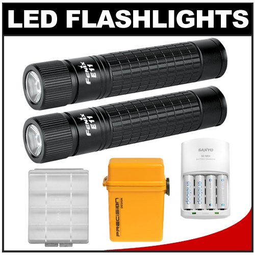  Fenix E11 Waterproof LED Torch Flashlight [2-Pack] + Sanyo Eneloop Power Kit 