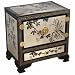 EXP Handmade Furniture - 24" Black & Silver Chinese Storage Cabinet / End Table With Orchid Motif