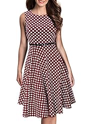 A-line V-neck Polka Dot Print Natural   Waistline Lace Colorblocking Fitted Stretchy Vintage Belted Cocktail Knee Length Summer Bateau Neck Sleeveless Cotton/Spandex Bodycon Dress/Skater Dress/Club Dr