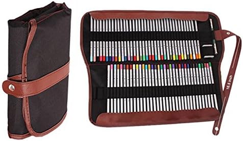Canvas Pencil Holder,IsPerfect 72 Colored Pencils Wrap Holder,Pencil Bag Case(Pencils Not Included)