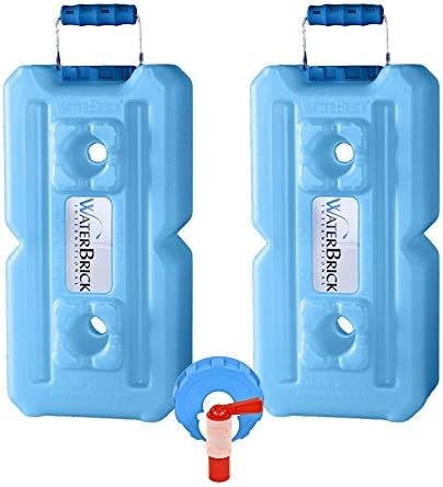 WaterBrick 2 Pack Blue - Stackable Water Storage Containers with FREE Water Spigot