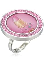 Shopkins Girls' Crystal Lippy Lips Round Adjustable Ring, Size 5-7