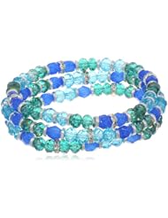 Nine West "Soda Shop" Silver-Tone Teal Blue Stretch Bracelet, 2.5"