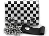 Checker Board White Leather Chain Wallet #28