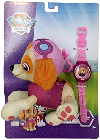 Paw Patrol Skye Plush Keychain Coin Purse Holder and Watch Set