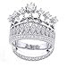 .925 Sterling Silver Cubic Zirconia Crown Tiara 2 Band Set Ring