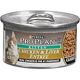 Pro Plan Canned Cat Food, Kitten Classic Chicken and Liver Entrée (Pack of 24 3 Ounce Cans)