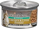 Pro Plan Canned Cat Food, Kitten Classic Chicken and Liver Entrée (Pack of 24 3 Ounce Cans)