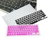 Premium Silicone Keyboard Cover for Apple MacBook Air 11.6-Inch Laptop, Black/Clear/Pink