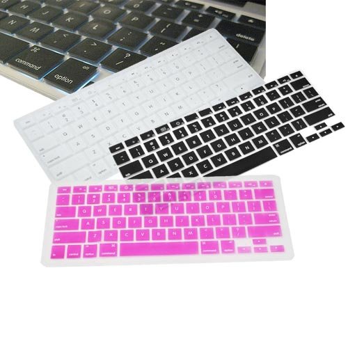 Premium Silicone Keyboard Cover for Apple MacBook Air 11.6-Inch Laptop, Black/Clear/Pink