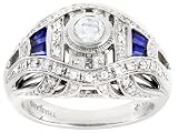 1.67CTW SAPPHIRE AND DIAMOND SIMULANT PLATINUM OVER STERLING SILVER BELLA LUCE RING