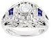 1.67CTW SAPPHIRE AND DIAMOND SIMULANT PLATINUM OVER STERLING SILVER BELLA LUCE RING