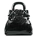 Black Crocodile Embossed Patent Oversize Handbag Tote Purse MNL06