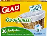 Glad Garbage Bags, Odor Shield, Small, 26-Count Boxes (Pack of 12)