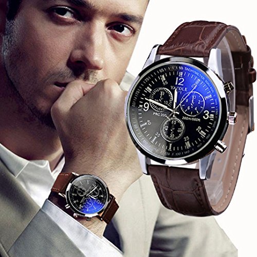 Generic Men Business Watch, Luxury Mens Blue Ray Glass Quartz Analog Watches