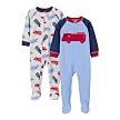 Infant Boys' Just One Year Fleece Firetruck Blanket Sleeper - Blue/Red