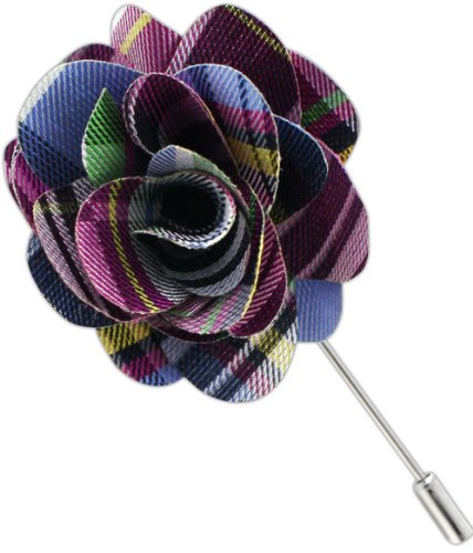 100% Silk Danbury Plaid Fuchsia Lapel Pin
