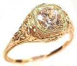 14k Yellow Gold Edwardian Style Filigree Moissanite Ring