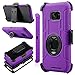 Galaxy S7 Edge Case, J.west Full-Body Rugged Shock Absorbing Holster Case Without Built-in Screen Protector for Samsung Galaxy S7 Edge 5.5 inch with Rotating Kickstand Swivel Belt Clip (Purple/Black)