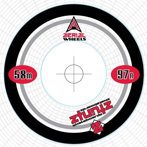 Aerial Wheels "LOGO Racer" Park Skateboard Wheels (Set of 4) for Street, Vert and Pool Deck, 58mm/97 Durometer, White/Black/Red