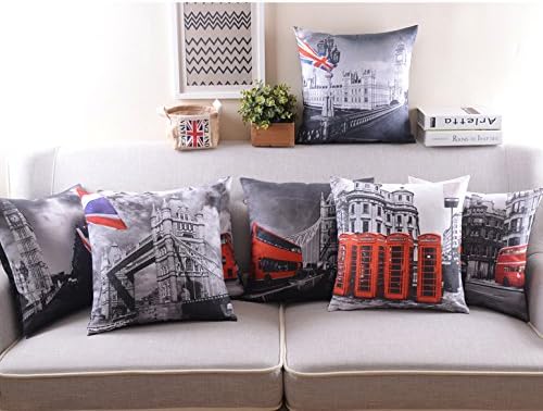 Square Decorative Throw Pillow Cover London City View (Street) Fast Shipping From USA