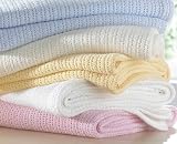 100% Cotton Cellular Baby Blanket in White